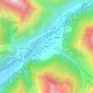 Mappa topografica L'Ubac, altitudine, rilievo