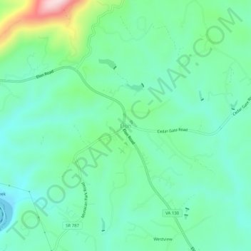 Mappa topografica Elon, altitudine, rilievo