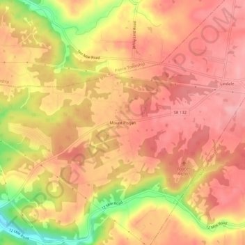 Mappa topografica Mount Pisgah, altitudine, rilievo