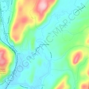 Mappa topografica South Amenia, altitudine, rilievo