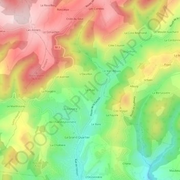 Mappa topografica Le Puyt, altitudine, rilievo