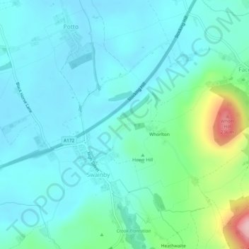Mappa topografica Whorlton Castle, altitudine, rilievo