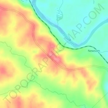 Mappa topografica Red Bluff, altitudine, rilievo