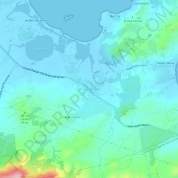 Mappa topografica Murta Maria, altitudine, rilievo