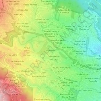 Mappa topografica Pastoresa, altitudine, rilievo
