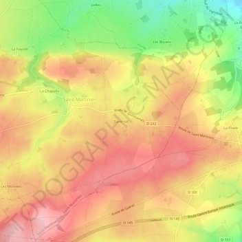 Mappa topografica Savernat, altitudine, rilievo