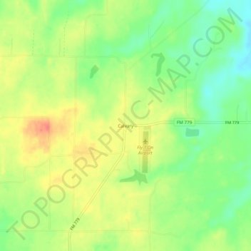 Mappa topografica Calvary, altitudine, rilievo