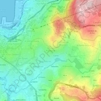 Mappa topografica Pardavila, altitudine, rilievo