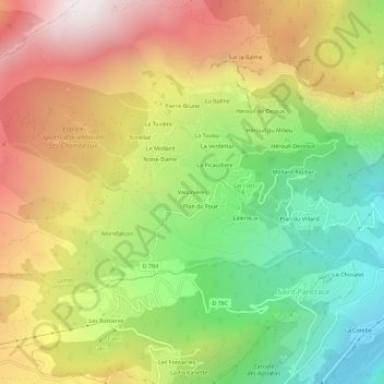Mappa topografica Varcinières, altitudine, rilievo