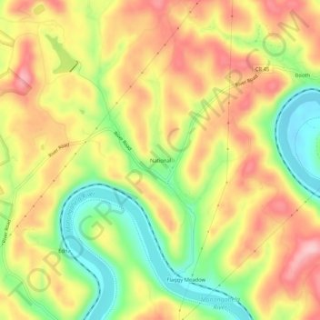 Mappa topografica National, altitudine, rilievo