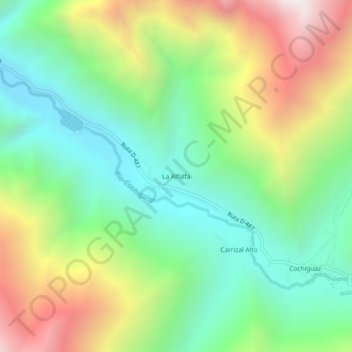 Mappa topografica La Alfalfa, altitudine, rilievo