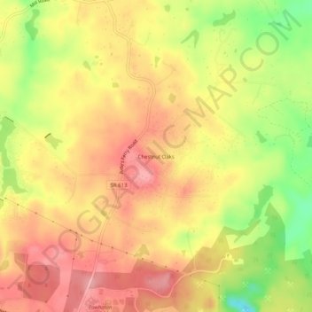 Mappa topografica Chestnut Oaks, altitudine, rilievo