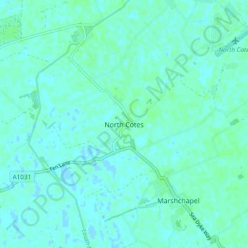Mappa topografica North Cotes, altitudine, rilievo