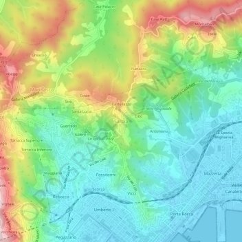 Mappa topografica Sarbia, altitudine, rilievo
