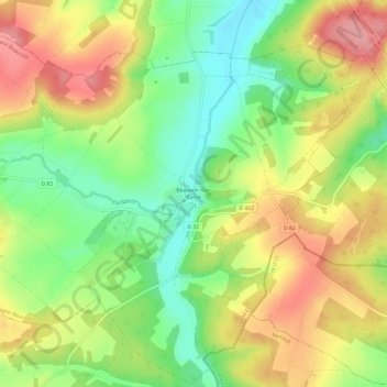 Mappa topografica Beauvoir-sur-Sarce, altitudine, rilievo