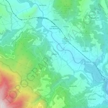 Mappa topografica Filicaia, altitudine, rilievo