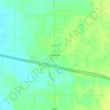 Mappa topografica Grovertown, altitudine, rilievo