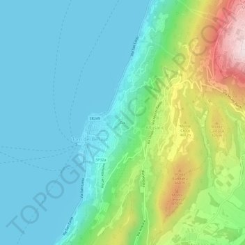 Mappa topografica Coi, altitudine, rilievo