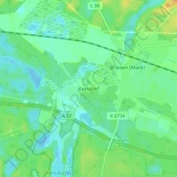 Mappa topografica Kersdorf, altitudine, rilievo