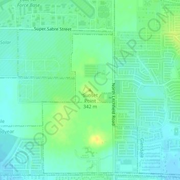 Mappa topografica Sunset Point, altitudine, rilievo