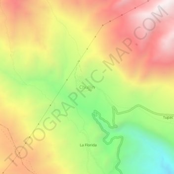 Mappa topografica Chullin, altitudine, rilievo