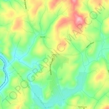 Mappa topografica Union, altitudine, rilievo