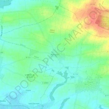 Mappa topografica Mortagne, altitudine, rilievo