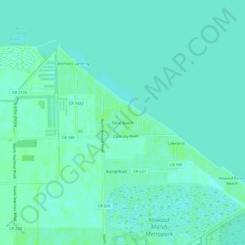 Mappa topografica Reno Beach, altitudine, rilievo
