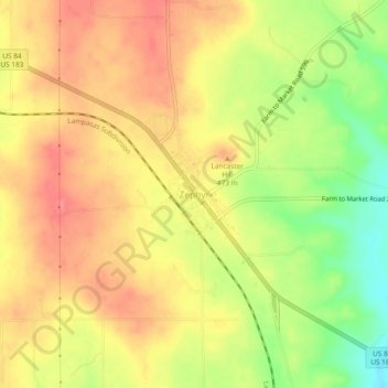 Mappa topografica Zephyr, altitudine, rilievo