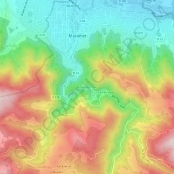 Mappa topografica Moulin de l'Oule, altitudine, rilievo