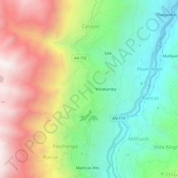 Mappa topografica Shampon, altitudine, rilievo