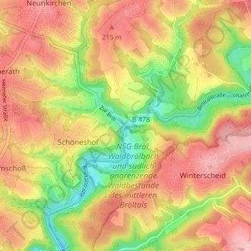 Mappa topografica Ingersau, altitudine, rilievo