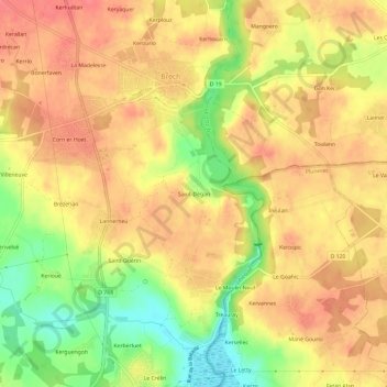 Mappa topografica Saint-Dégan, altitudine, rilievo