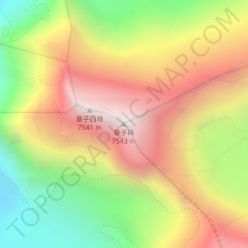 Mappa topografica 章子峰, altitudine, rilievo