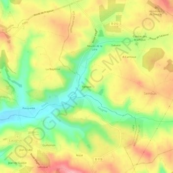 Mappa topografica Renaux, altitudine, rilievo