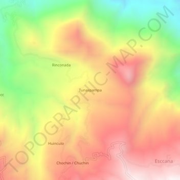 Mappa topografica Tunaspampa, altitudine, rilievo