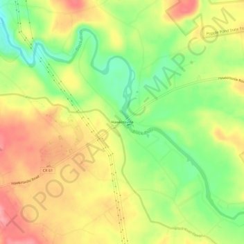Mappa topografica Hawkinsville, altitudine, rilievo