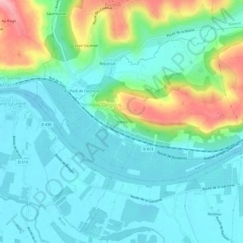 Mappa topografica France, altitudine, rilievo