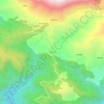 Mappa topografica Darini, altitudine, rilievo