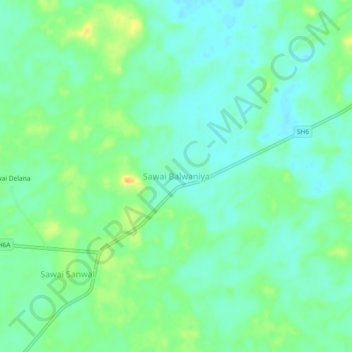 Mappa topografica Sawai Balwaniya, altitudine, rilievo