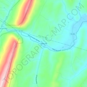 Mappa topografica Waterfall, altitudine, rilievo