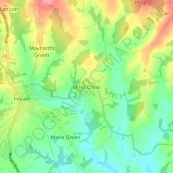 Mappa topografica Vines Cross, altitudine, rilievo
