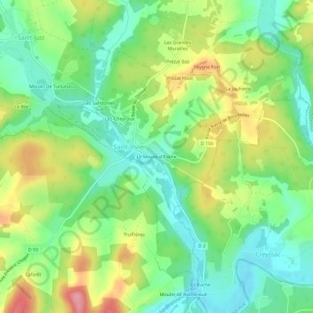 Mappa topografica Le Mayne d'Euche, altitudine, rilievo
