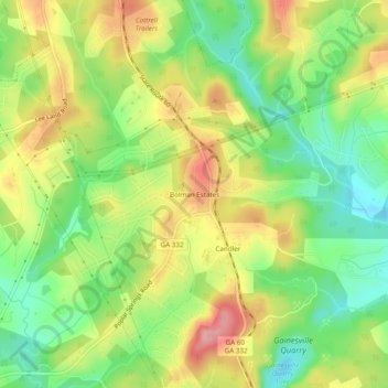 Mappa topografica Bolman Estates, altitudine, rilievo