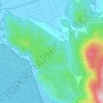 Mappa topografica Poggio al Pino, altitudine, rilievo
