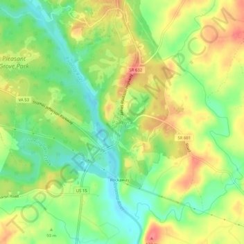 Mappa topografica Palmyra, altitudine, rilievo