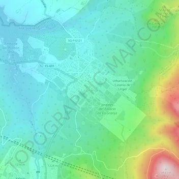 Mappa topografica Real Sitio de San Ildefonso, altitudine, rilievo