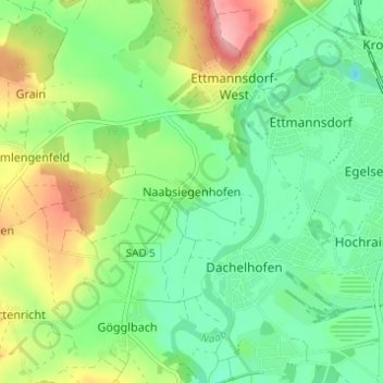 Mappa topografica Naabsiegenhofen, altitudine, rilievo
