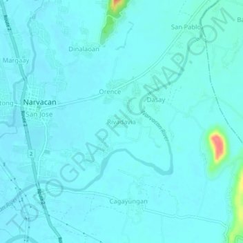 Mappa topografica Rivadavia, altitudine, rilievo