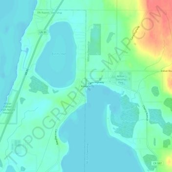 Mappa topografica Kewadin, altitudine, rilievo